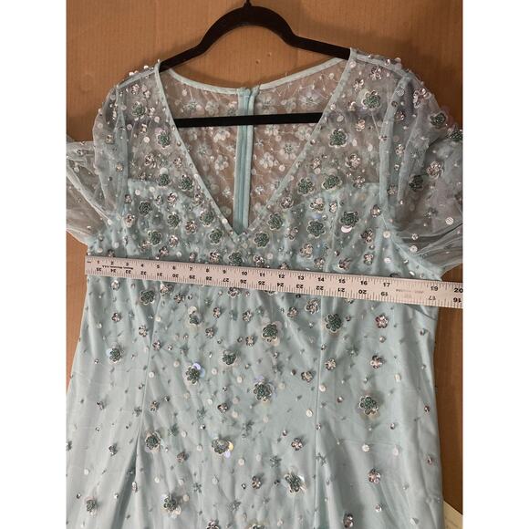 NWT ADRIANNA PAPELL DRESS GOWN 16W MOTHER OF THE BRIDE BLUE FORMAL EVENING - Picture 14 of 16